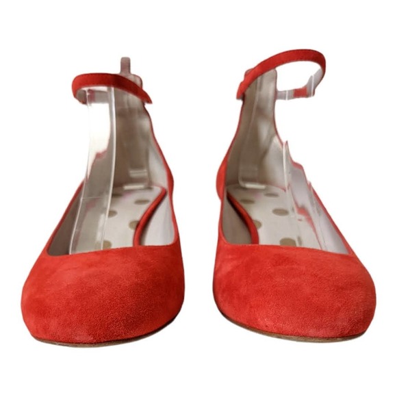 Boden Ankle Strap Suede Block Heel Shoes Buckle Closed Toe Red Women's Sz EU 40 - Picture 3 of 9